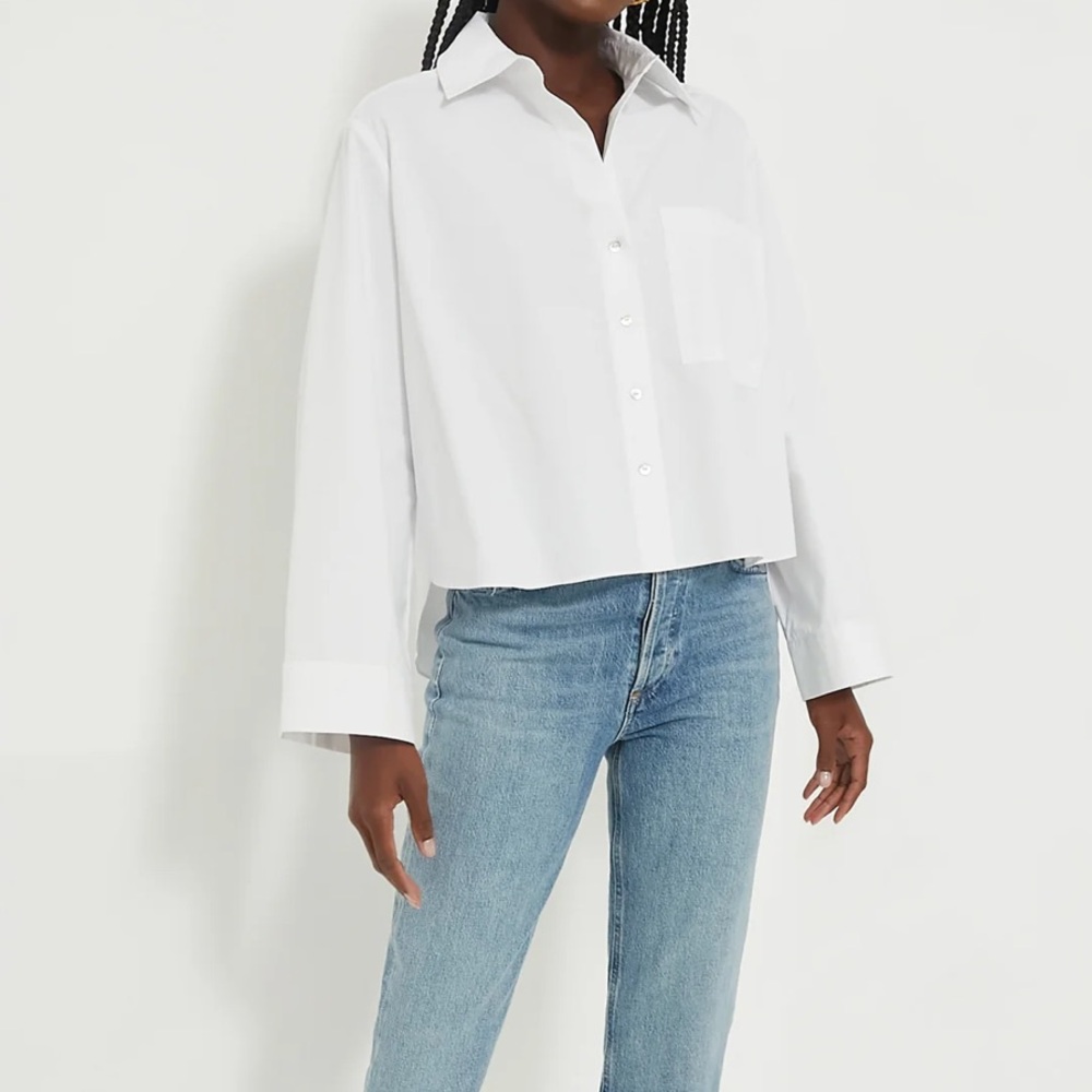 White Mara Cropped Button Down - Picture 4 of 11